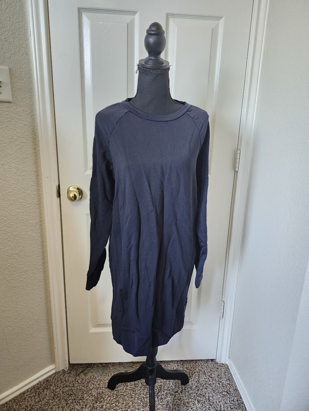 Athleta Black Snap Long-Sleeve Sweatshirt Oversized Dress S